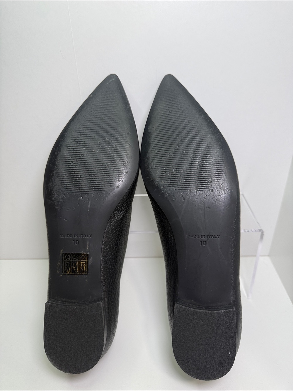Classic Black Leather Pointed-Toe Flats size 10 - Picture 3 of 11